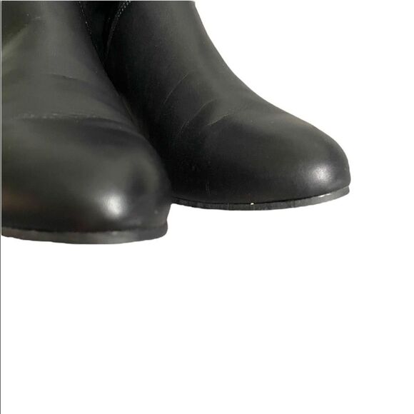 Leather Mid-Calf Sherpa Lined Heeled Boots Buckle Winter Black 10 - Picture 8 of 14